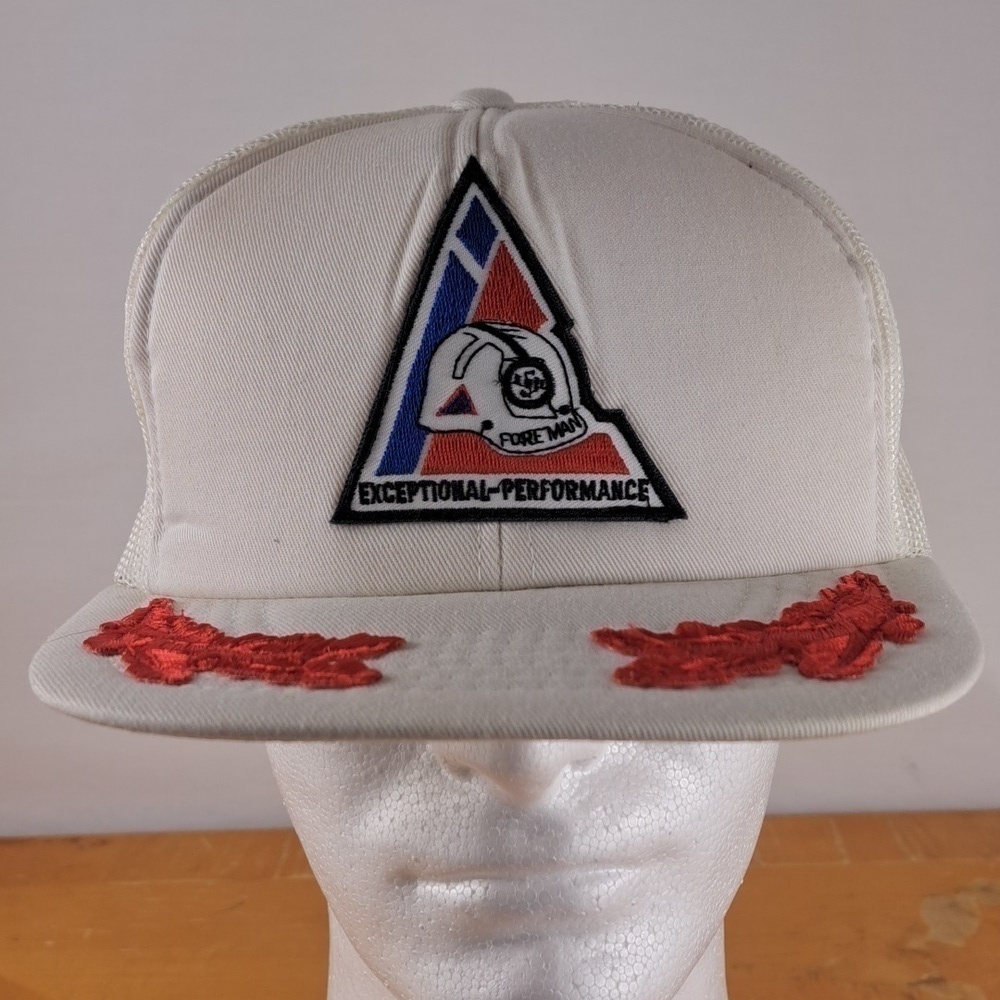 Vintage Foreman Mining embroidered red leaf brim mesh trucker snapback hat cap